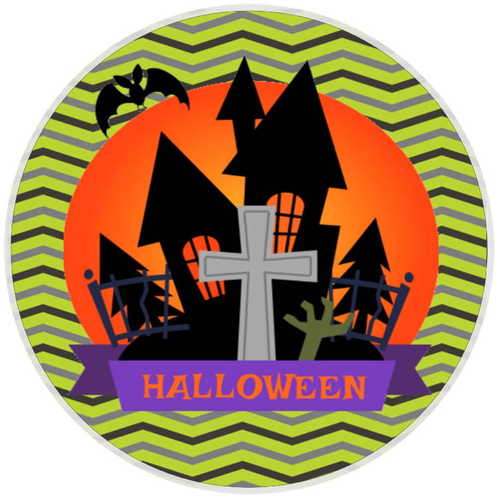 10” Halloween House Cross Wreath Sign, Home Decor, Aluminum, The Ritzy Cactus