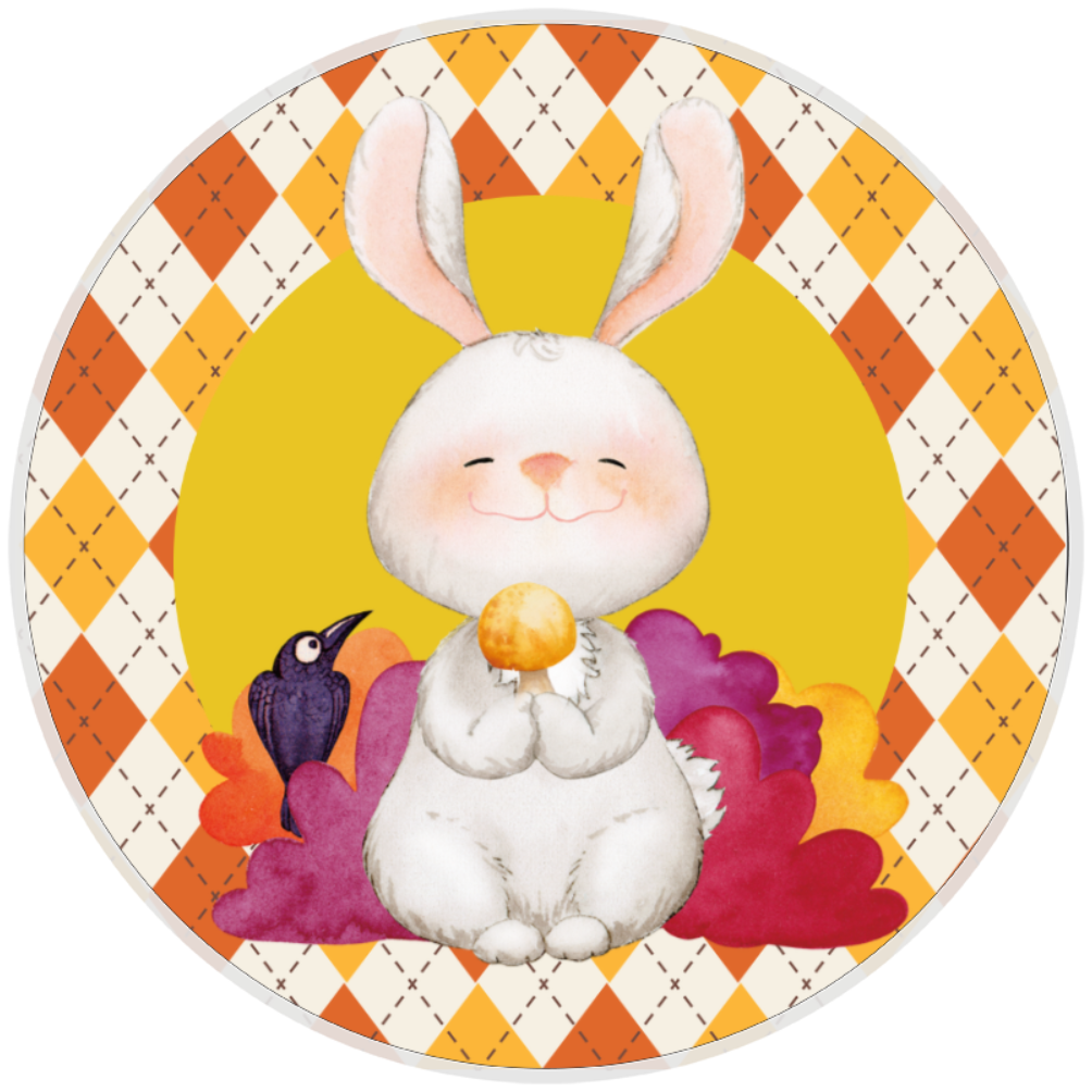 10” Fall Bunny Rabbit Wreath Sign, Home Decor, Aluminum, The Ritzy Cactus