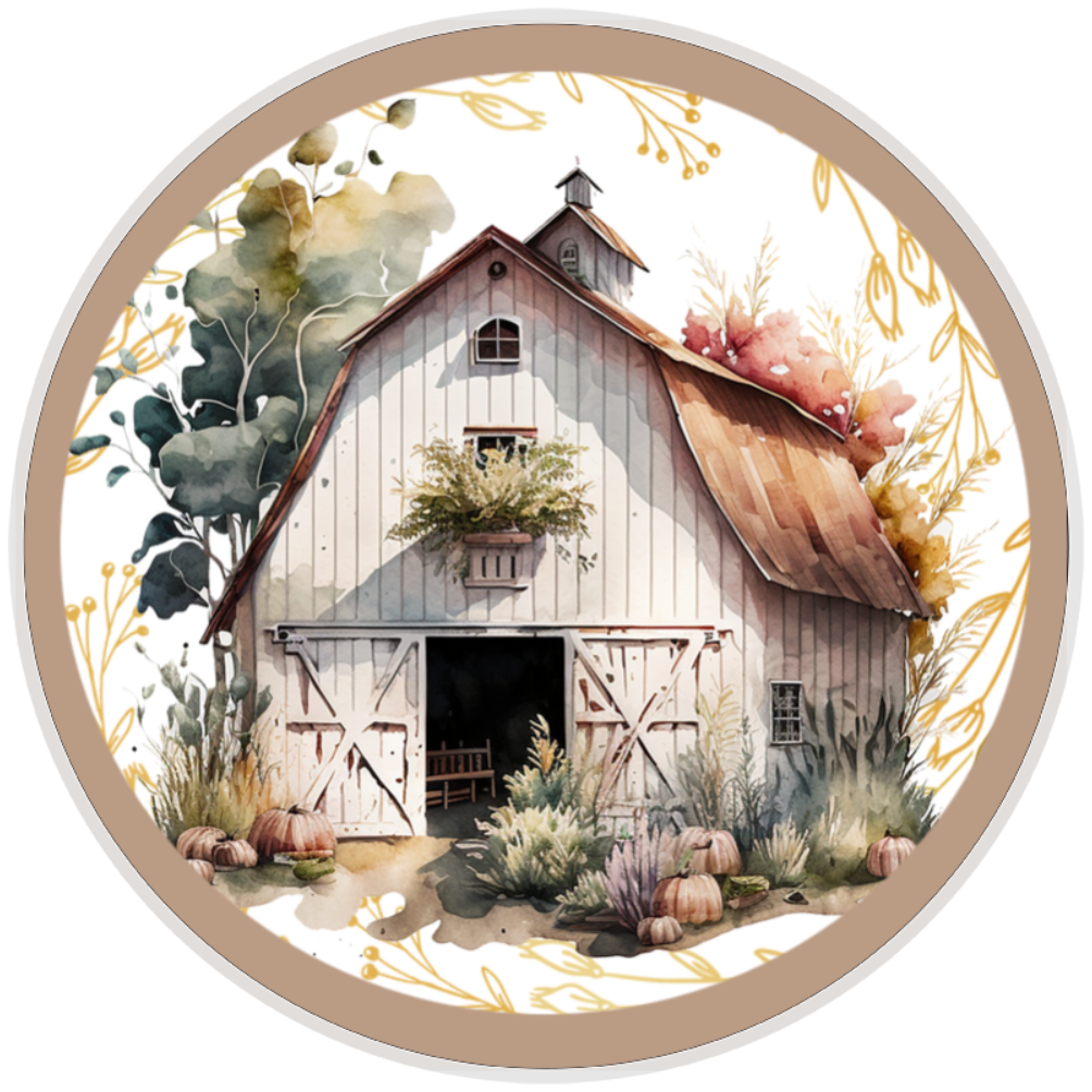 10” Rustic Country Barn Wreath Sign, Home Decor, Aluminum, The Ritzy Cactus