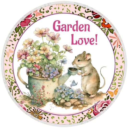 10” Mouse Garden Love Sign, Home Decor, Aluminum, The Ritzy Cactus