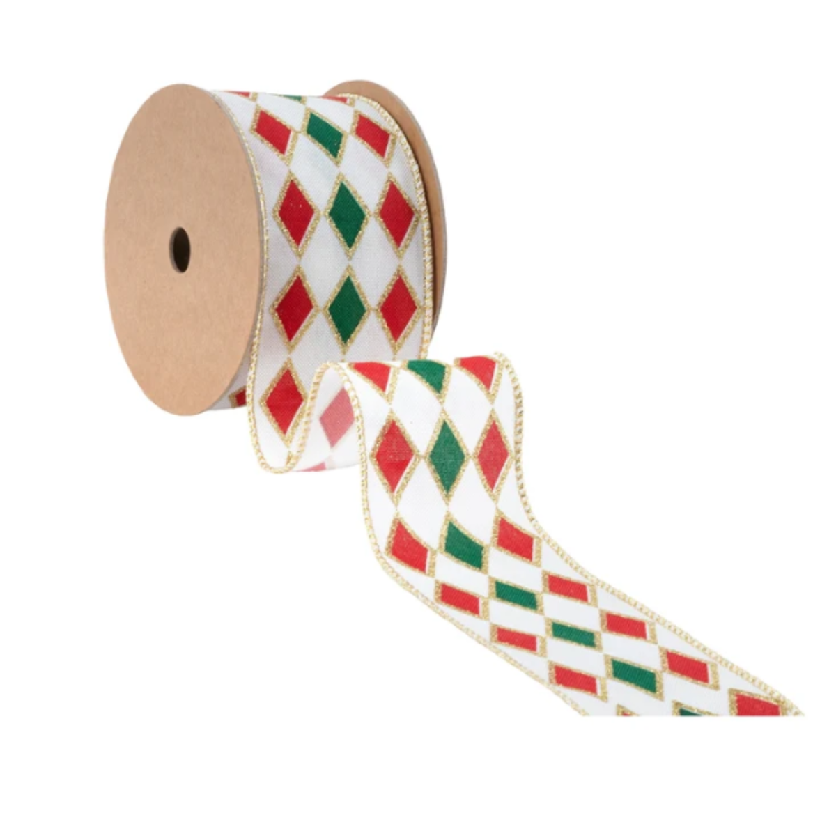 2 1/2" Wired Ribbon | Red and Green Diamond Glitter | 10 Yard Spool
