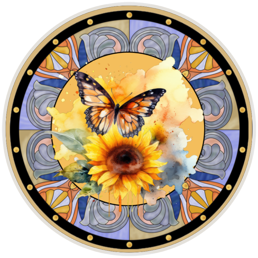 10”  Monarch Butterfly Sunflower Sign, Home Decor, Aluminum, The Ritzy Cactus