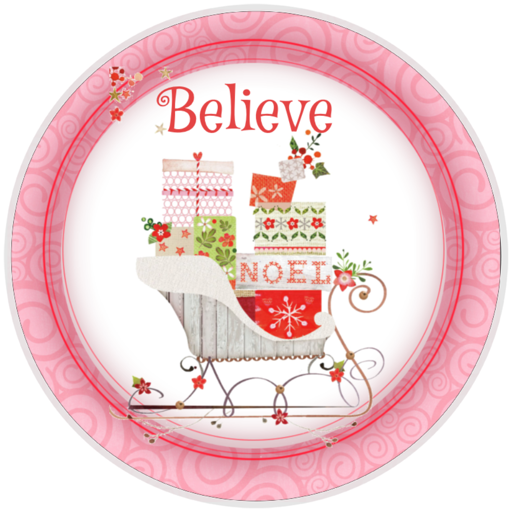 10” Sleigh Believe Wreath Sign, Home Decor, Aluminum, The Ritzy Cactus