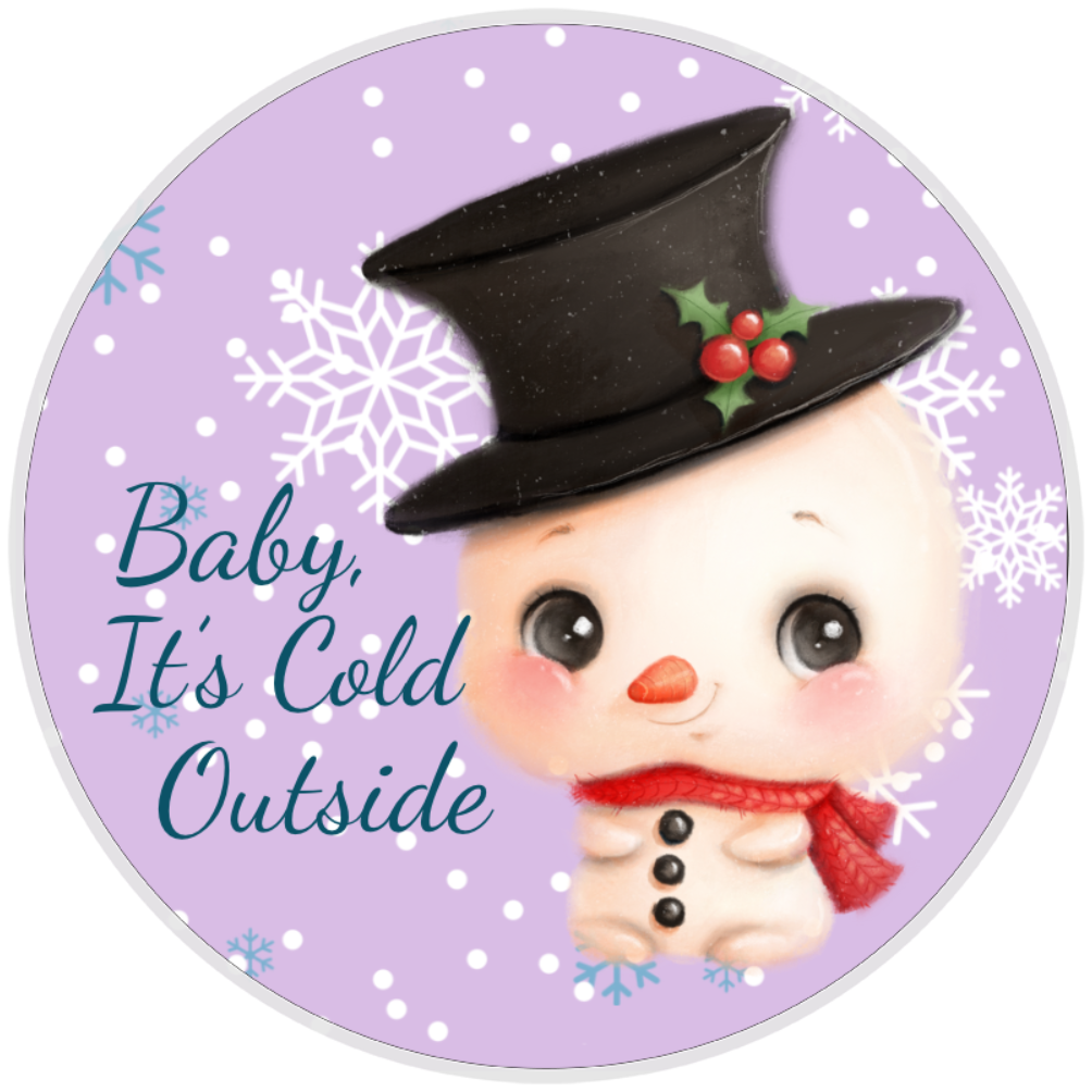10” Snowman Baby It’s Cold Wreath Sign, Home Decor, Aluminum, The Ritzy Cactus