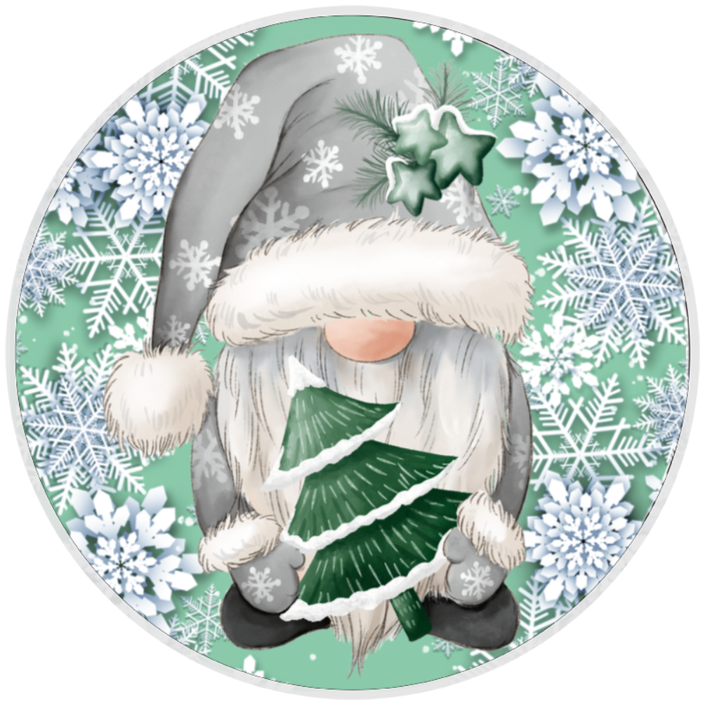 10” Mint Christmas Gnome Wreath Sign, Home Decor, Aluminum, The Ritzy Cactus