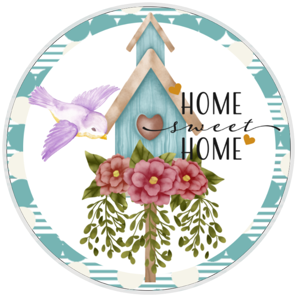 10” Birdhouse Home Sweet Home Sign, Home Decor, Aluminum, The Ritzy Cactus
