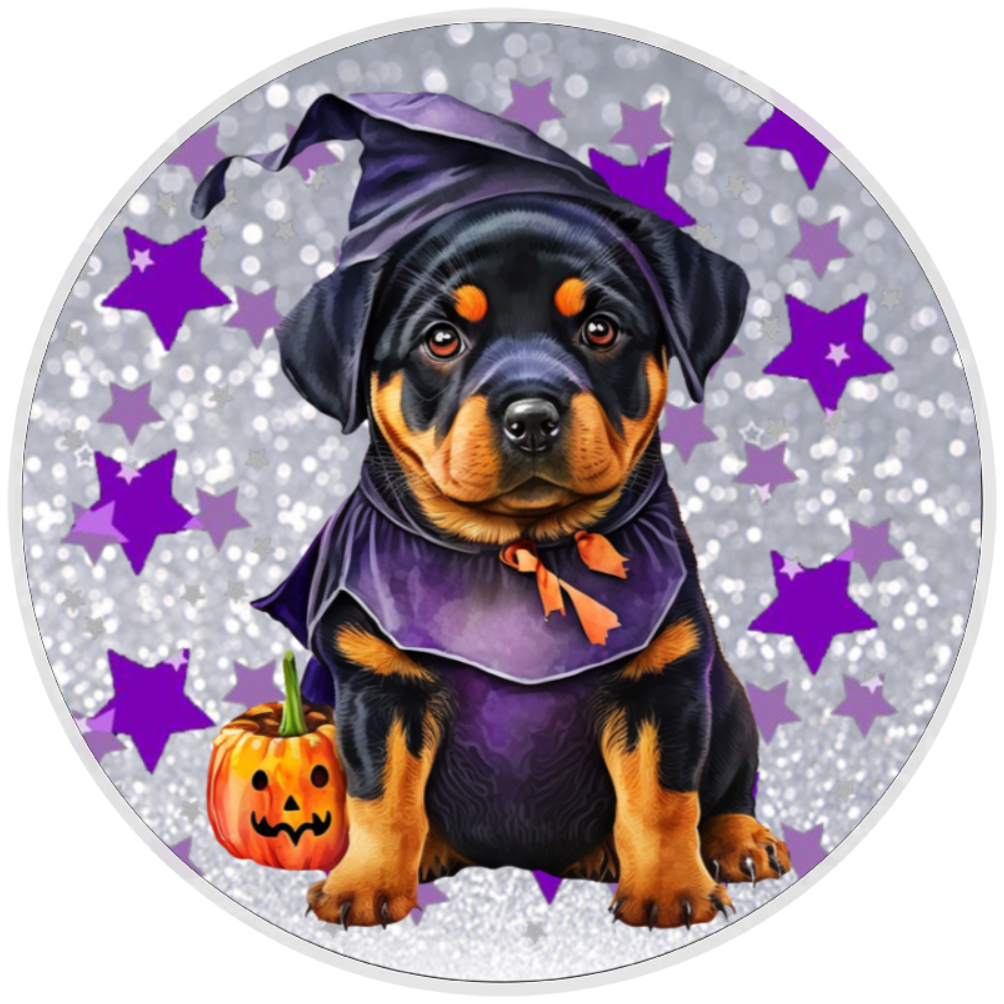 10” Halloween Rottweiler Dog Wreath Sign, Home Decor, Metal Sign, The Ritzy Cactus