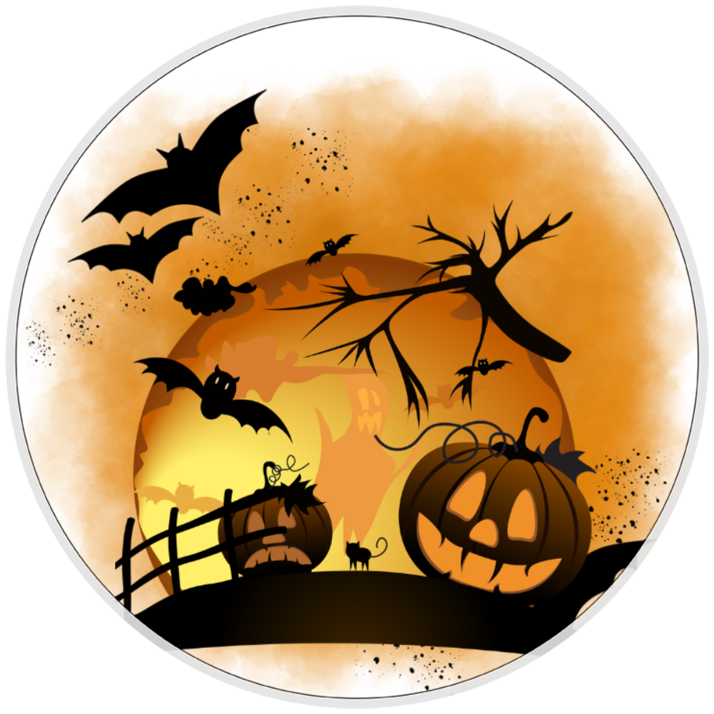 10” Spooky Halloween Moon Wreath Sign, Home Decor, Aluminum, The Ritzy Cactus