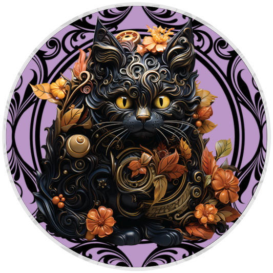 10” 3D Look Black Cat Halloween Sign, Home Decor, Aluminum, The Ritzy Cactus