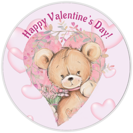 10” Bear Happy Valentines Day Sign, Home Decor, Aluminum, The Ritzy Cactus