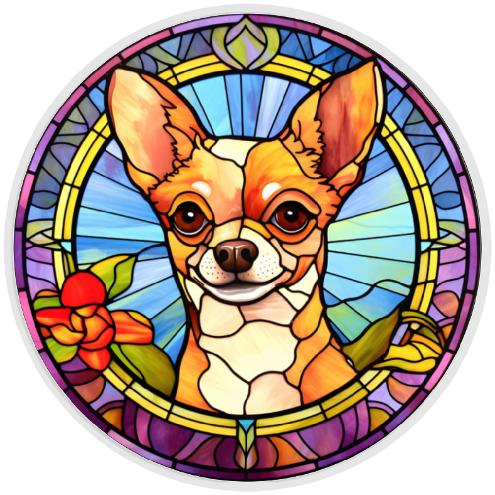 10”  Stained Glass Look Chihuahua Dog  Wreath Sign, Home Decor, Metal Sign, The Ritzy Cactus