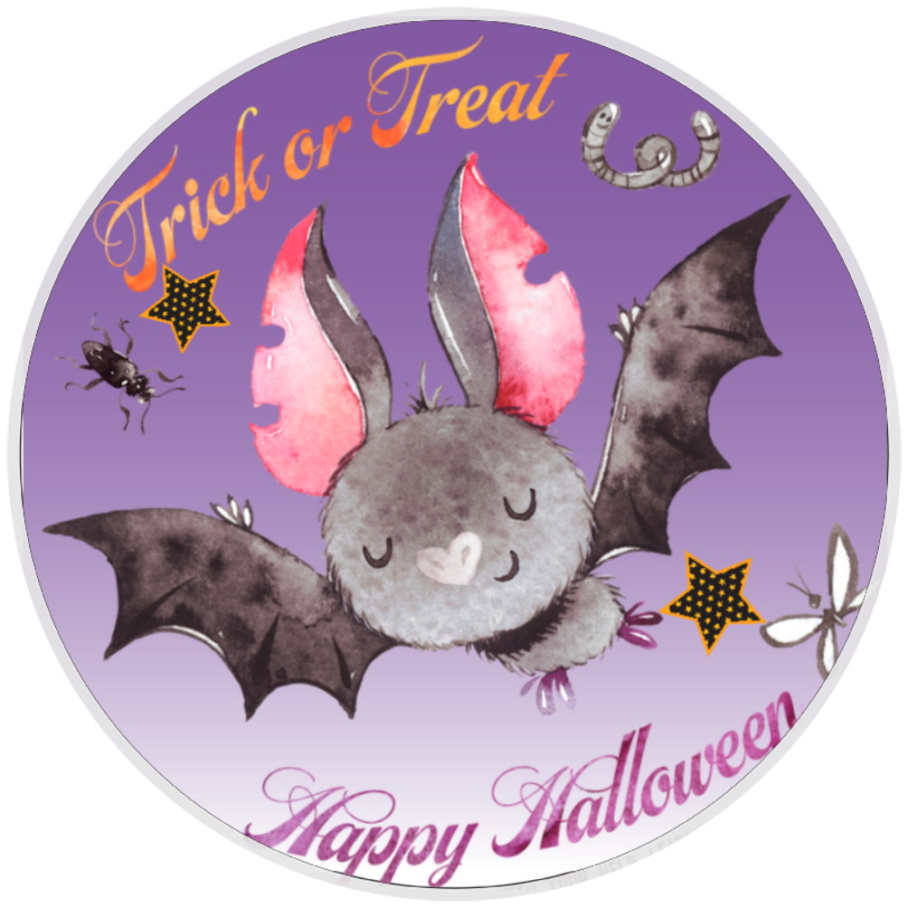 10” Halloween Bat Trick or Treat Wreath Sign, Home Decor, Aluminum, The Ritzy Cactus