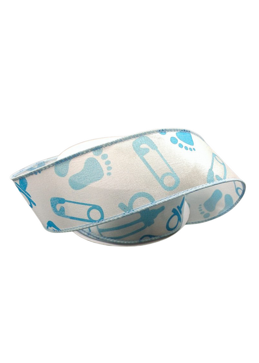 Sweet Baby Boy Wired Ribbon – 1.5" x 10 Yards, Newborn Wreath Ribbon, Craft Supplies, DIY Supplies
