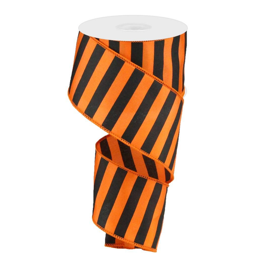Medium Horizontal Stripe Black Orange Wired Ribbon by RG Ribbon – 2.5" x 10 Yards, Wreath Ribbon, Craft Supplies, The Ritzy Cactus