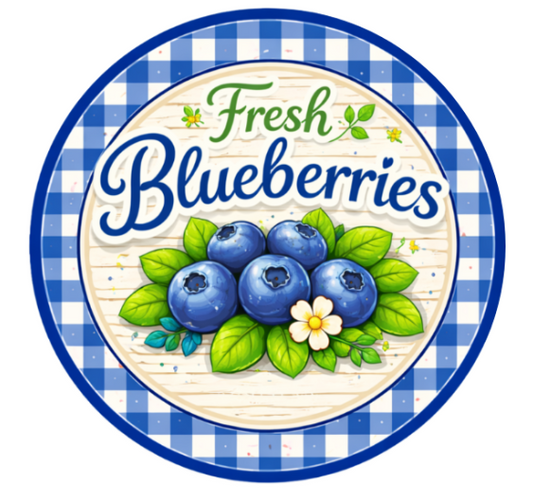 10" Fresh Blueberries Wreath Sign, Metal Wreath Sign, Home Decor, Summer Sign