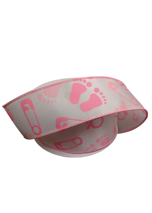 Sweet Baby Girl Wired Ribbon – 1.5" x 10 Yards, Newborn Wreath Ribbon, Craft Supplies, DIY Supplies