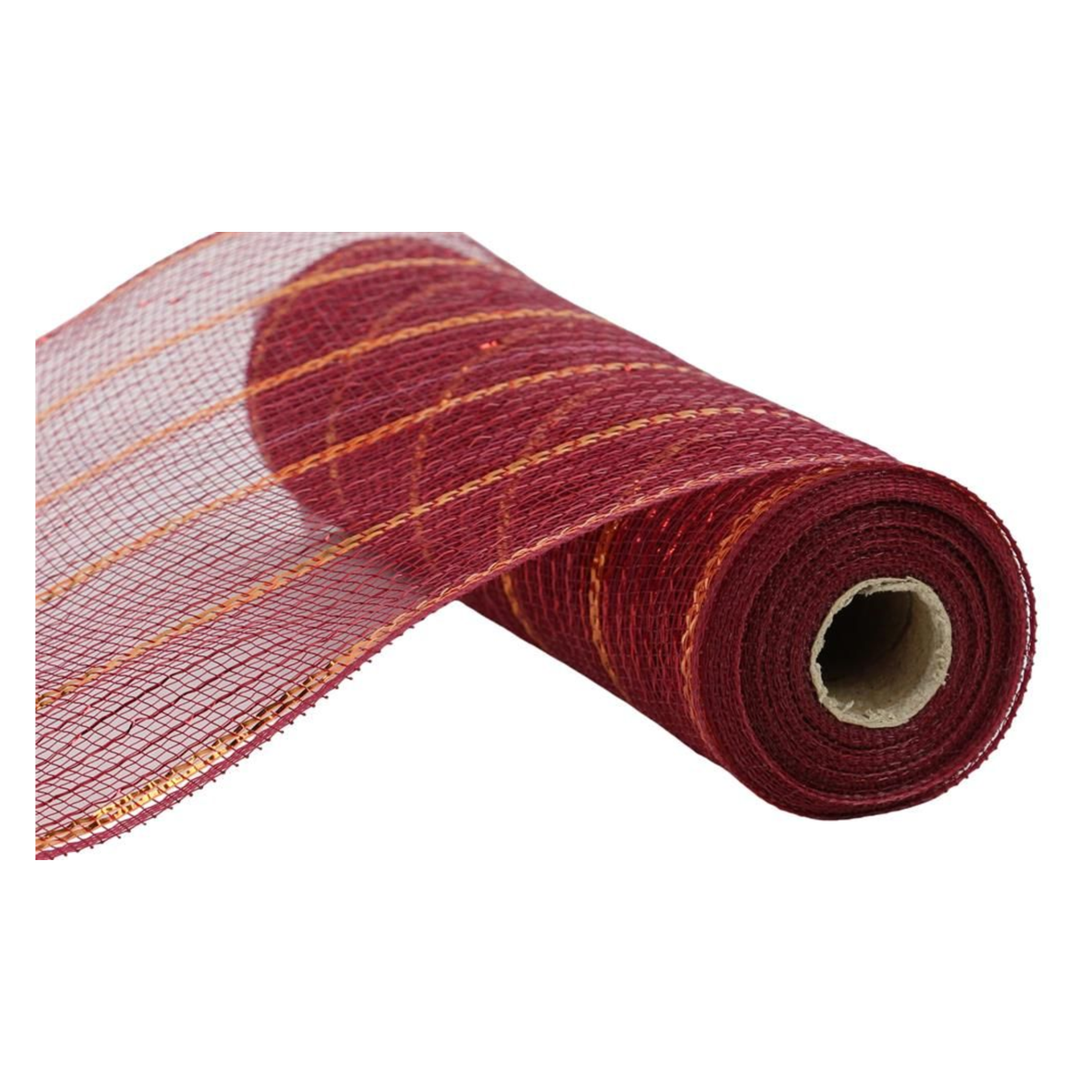 Burgundy Orange Thin Foil Stripe Mesh: Deco Mesh -10.25 inches x 10yards, Poly Deco Mesh, DIY Crafts, Wreath Making