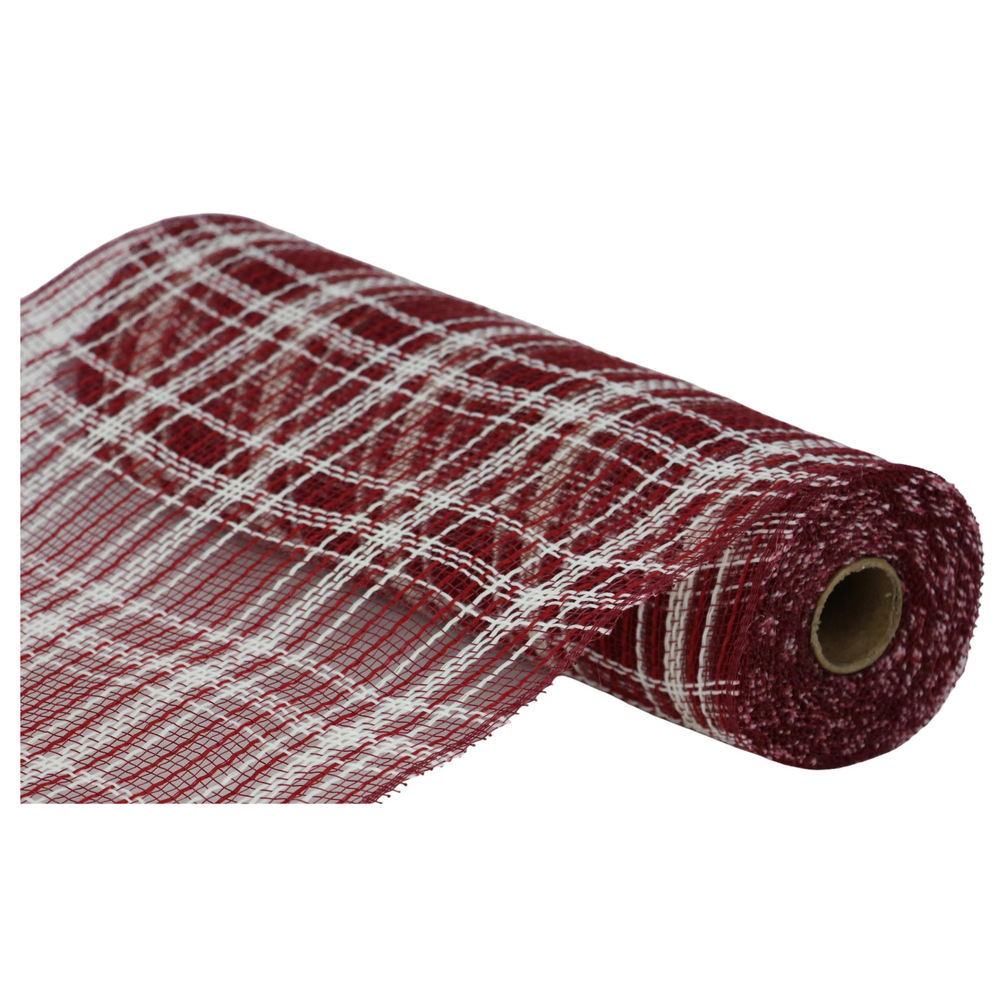 Farmhouse Plaid Faux Jute Burgundy Cream Mesh: Deco Mesh -10.25 inches x 10yards, Poly Deco Mesh, DIY Crafts, Wreath Making