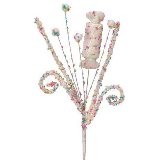 18" Sprinkles Candy Spray | Holiday Floral Spray | DIY Christmas Decor Wreath Embellishment | Wreath Supplies
