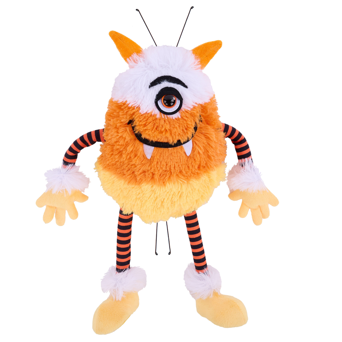 15.25 " Plush Candy Corn Monster With Horns Wreath Attachment, Halloween Wreath Supplies, DIY Craft Supplies, Wreath Making