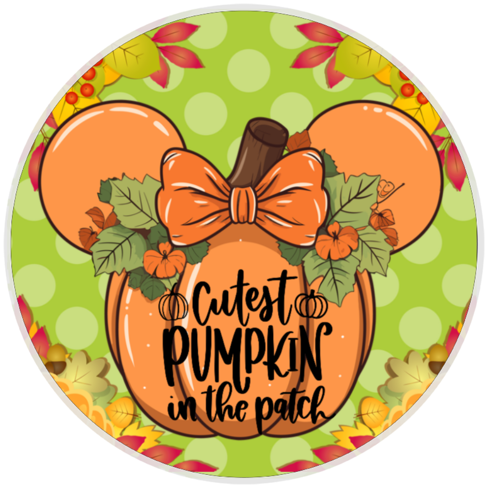 10” Polka Dot Miss Mouse Pumpkin Sign, Home Decor, Aluminum, The Ritzy Cactus