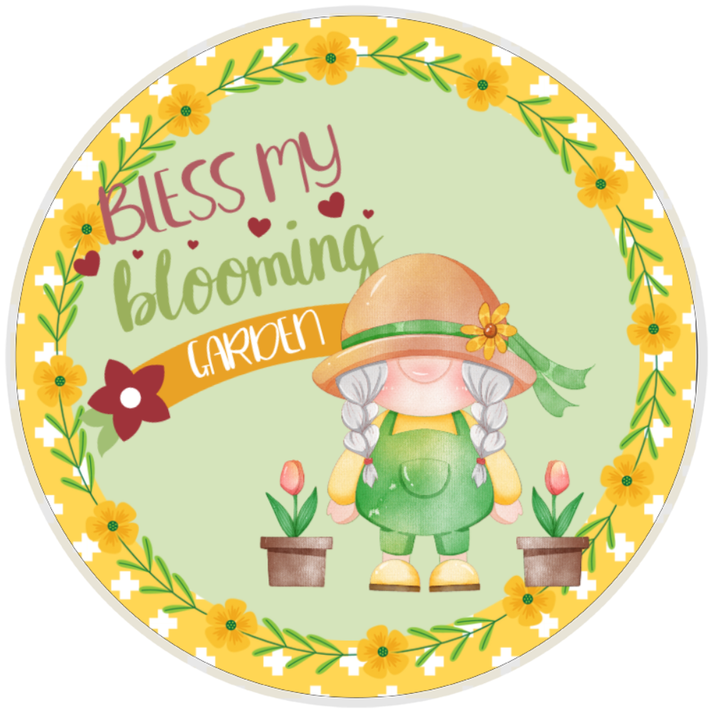 10” Bless My Garden Wreath Sign, Home Decor, Aluminum, The Ritzy Cactus