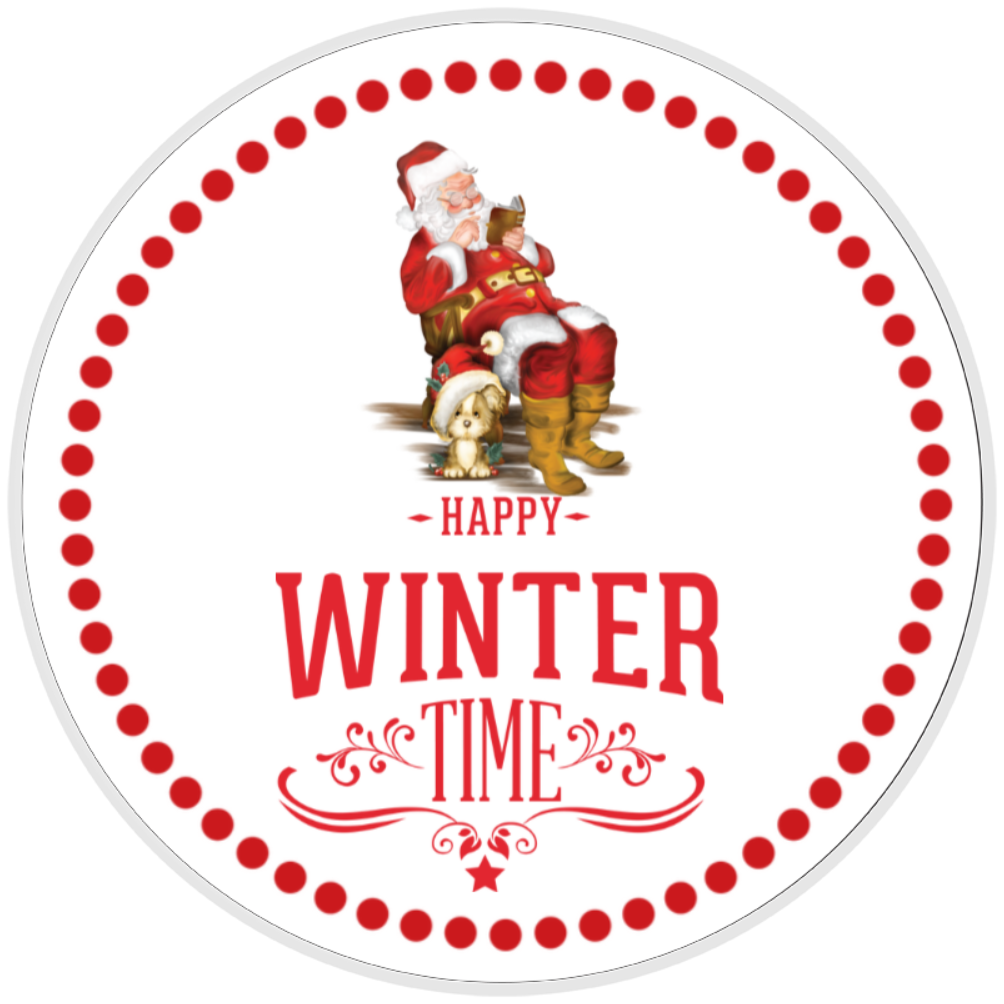 10” Happy Winter Time Santa Sign, Home Decor, Aluminum, The Ritzy Cactus