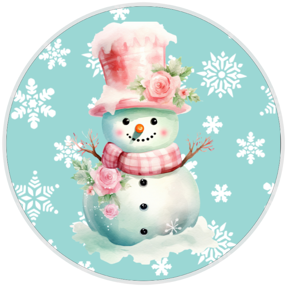10” Shabby Chic Snowflake Snowman  Wreath  Sign, Home Decor, Aluminum, The Ritzy Cactus