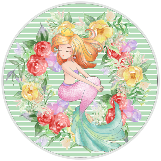 10” Floral Mermaid Wreath Sign, Home Decor, Aluminum, The Ritzy Cactus