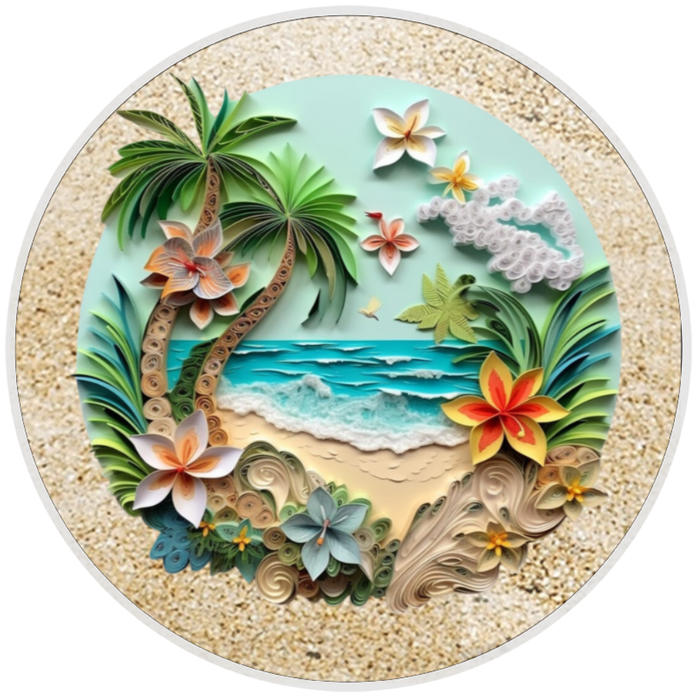10” Tropical Quilled Look Sign, Home Decor, Aluminum, The Ritzy Cactus