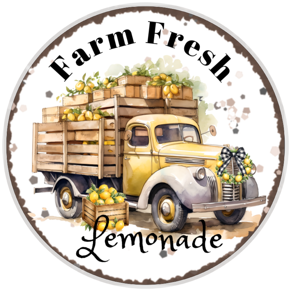 10” Farm Fresh Lemonade Sign, Home Decor, Aluminum, The Ritzy Cactus