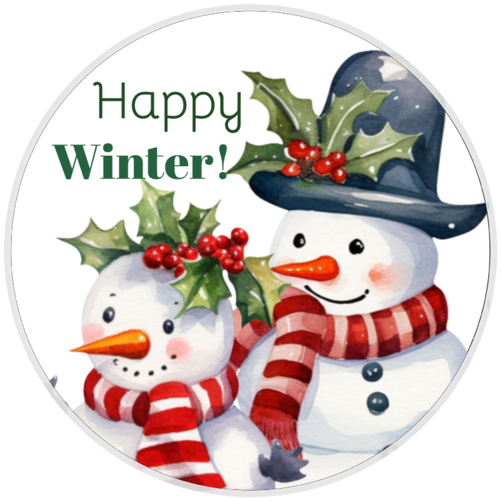 10” Snowman Happy Winter Sign, Wreath Sign, Home Decor, Aluminum, The Ritzy Cactus