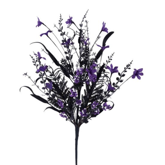 Fabric Flower Purple Off White Halloween Spray| Fall Stem Embellishment | DIY Wreath Supply