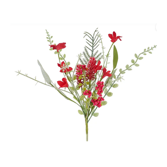 Fabric Flower Eva Red 12 Inch Spray| Floral Stem Embellishment | Home Decor