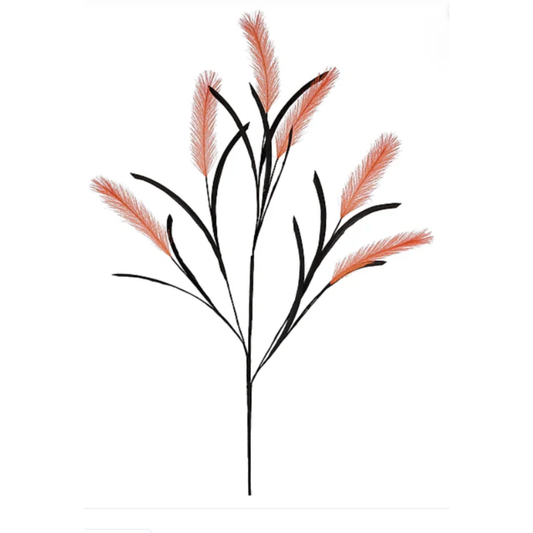 37"L Fabric Plume/Paper Grass Spray Orange & Black Wreath Embellishment