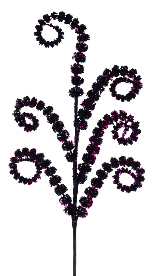 25" Glitter Spike Coil Spray Black with Hot Pink | Whimsical Wreath Pick | Halloween Embellishment | DIY Wreath Supply