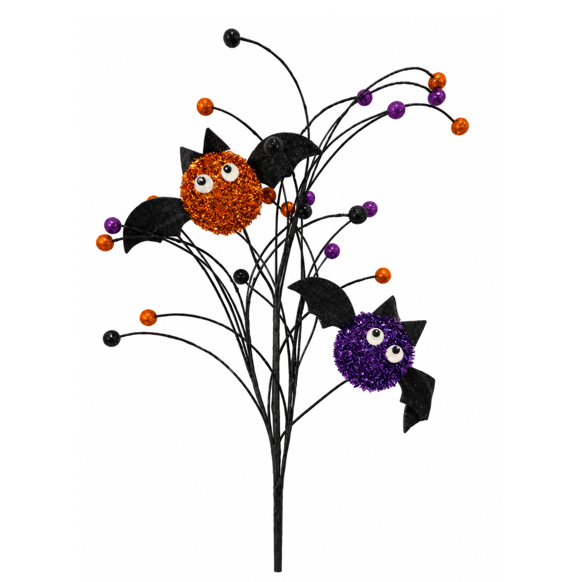 31"L Foil/Glitter Bat/Ball/Fishline Spray Halloween Wreath Embellishment