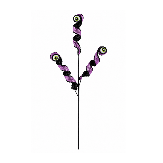 30"L Purple Curly Ribbon/Eyeball  Spray Wreath Embellishment