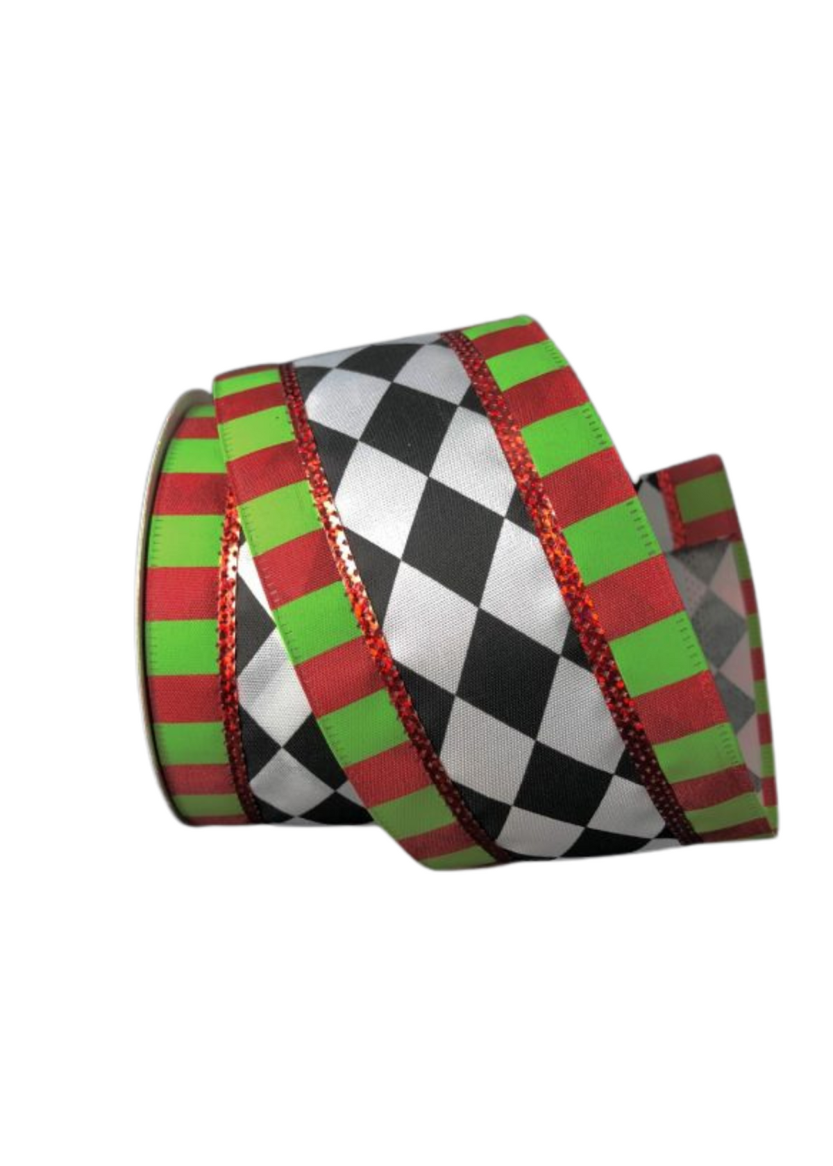Harlequin Black and White Striped Edged Ribbon – 2.5" x 10 Yards, Holiday Wreath Ribbon, Craft Supplies, Christmas Ribbon