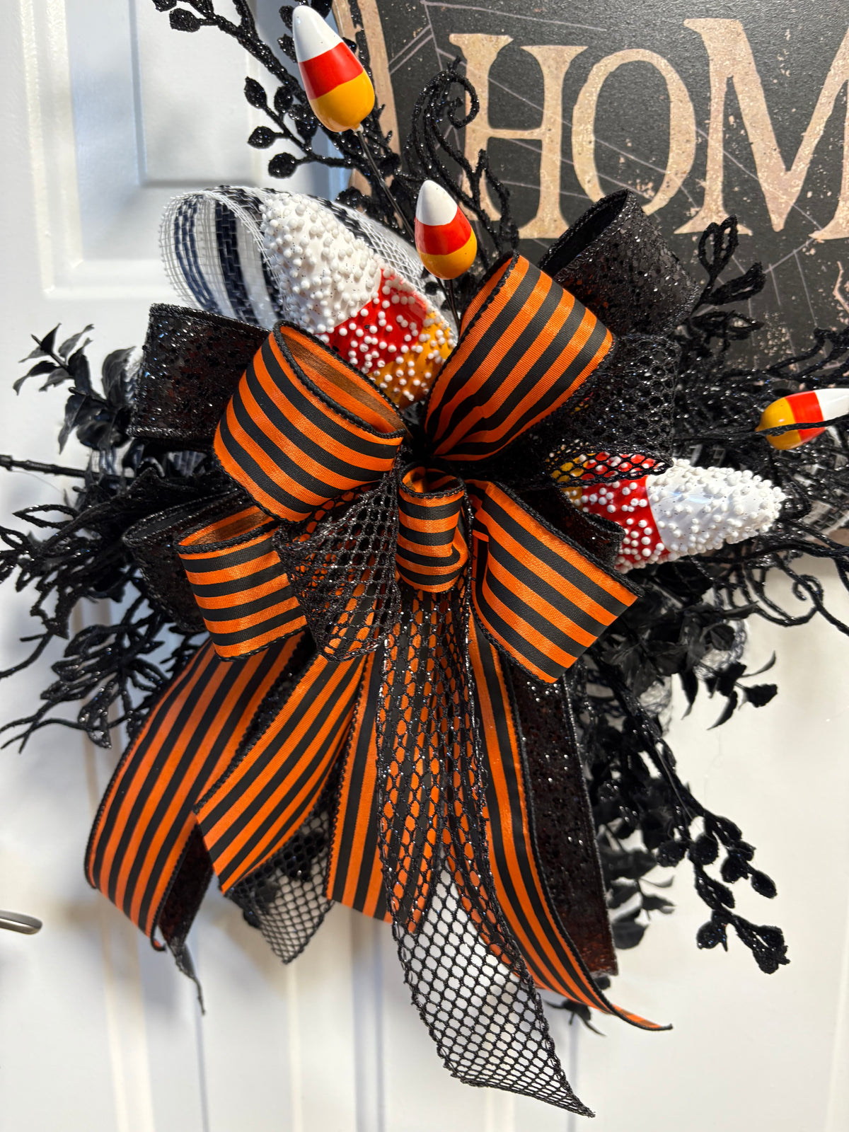 Classic Halloween Door Decor Home Sweet Haunted Home  – Cute Spooky Door Décor with Candy Corn, Halloween Wreath