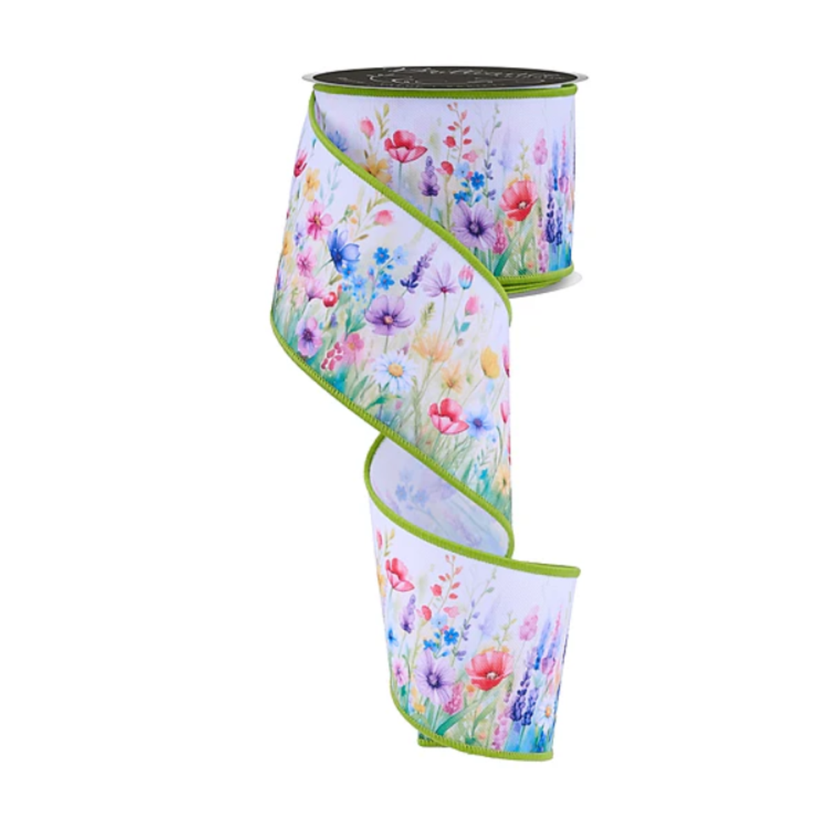 Watercolor Flowers Wired Ribbon – 2.5" x 10 Yards, Wreath Ribbon