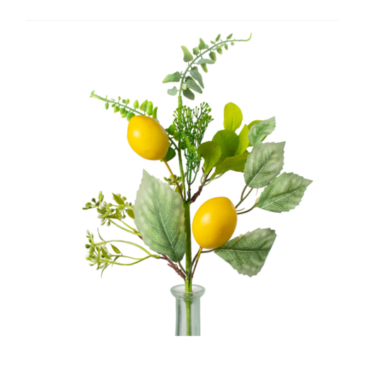 18" Lemon, Fern & Salal Greenery Leaves Pick, Wreath Embellishment,  DIY Wreath Supply, The Ritzy Cactus
