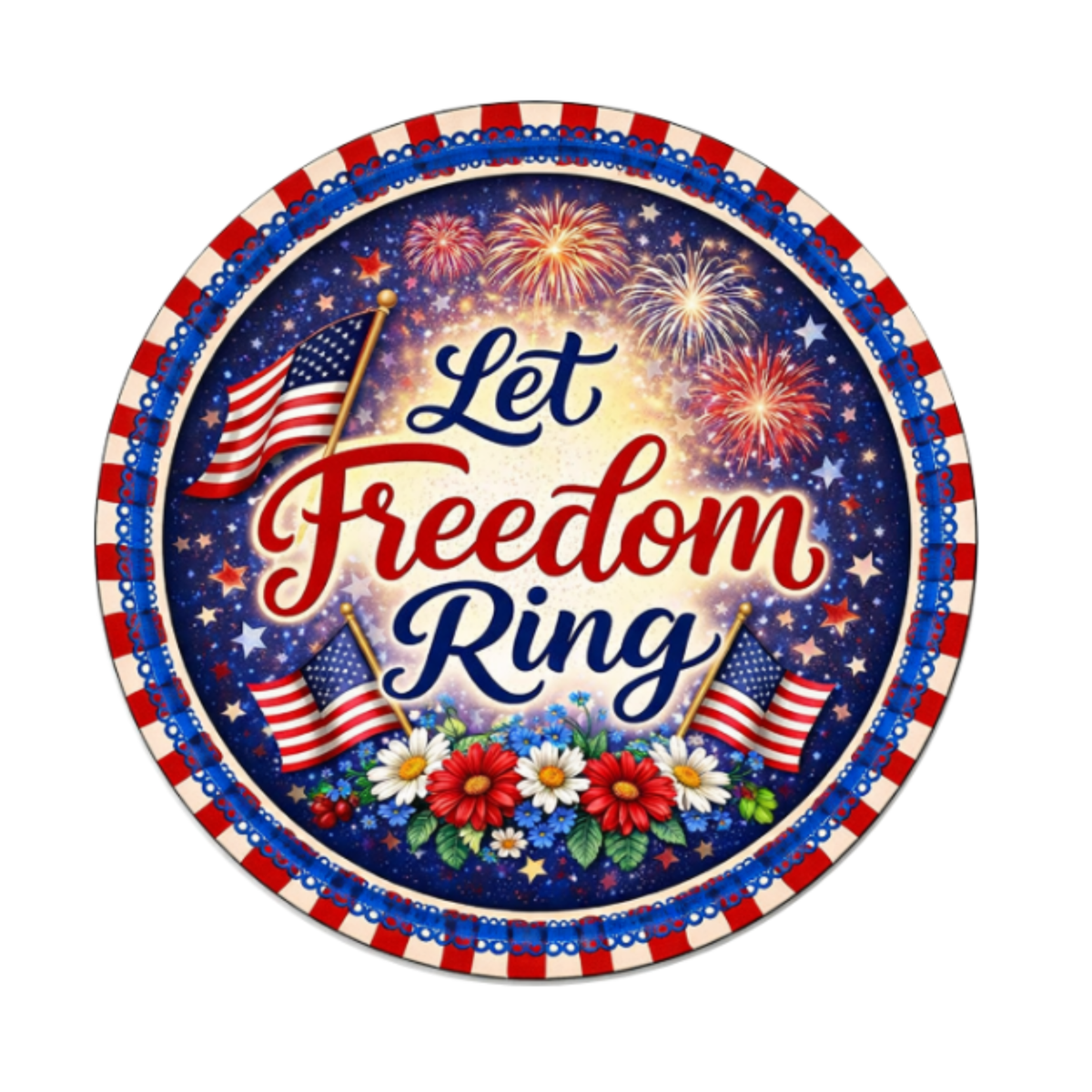 Let Freedom Ring Perfectly Paired Sign + Ribbon Bundle, Metal Wreath Sign, Premium Ribbons, The Ritzy Cactus