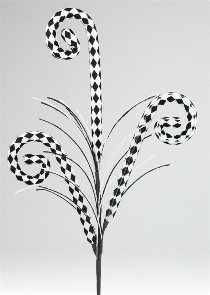 31" Harlequin Tubing Coil Spray | Whimsical Halloween Wreath Pick | Curly Stem Holiday Embellishment | DIY Wreath Supply