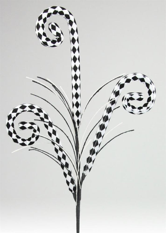31" Harlequin Tubing Coil Spray | Whimsical Halloween Wreath Pick | Curly Stem Holiday Embellishment | DIY Wreath Supply