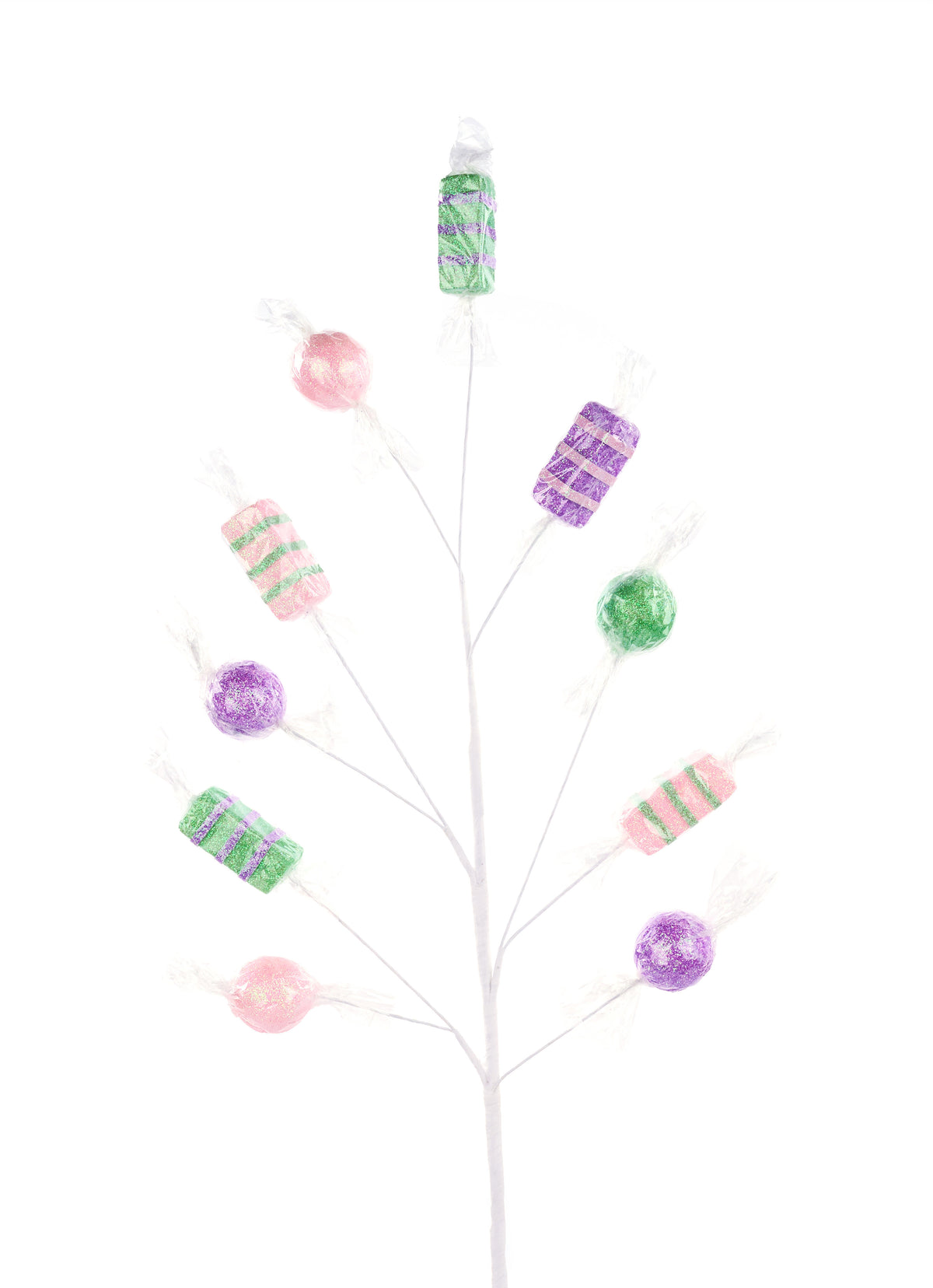29" Cello Wrapped Candy Spray | Lavender, Pink, Mint Whimsical Wreath Pick | Holiday Embellishment | DIY Wreath Supply