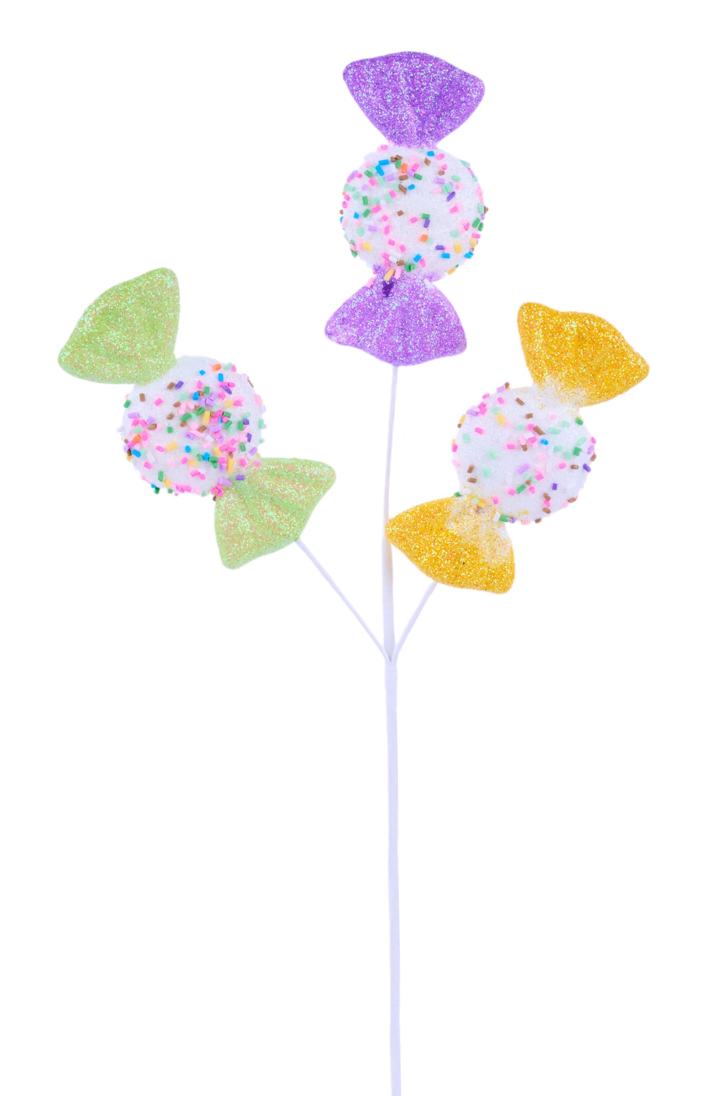 14" Wrapped Candy Pick W/Sprinkles Spray | Whimsical Wreath Pick | Holiday Embellishment | DIY Wreath Supply