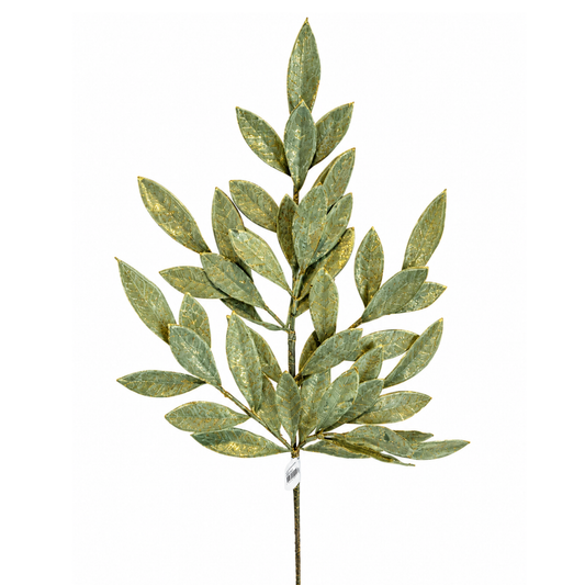 23.5 Inch Plastic Elegance Sage Green Bay Leaf Spray Wreath Greenery