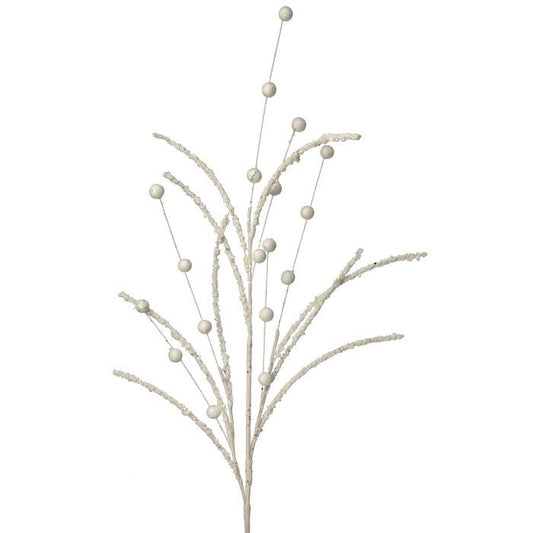35" Glitter/Sequins Bead Ball Stem Spray | Holiday Floral Spray | DIY Christmas Decor Wreath Embellishment | Wreath Supplies