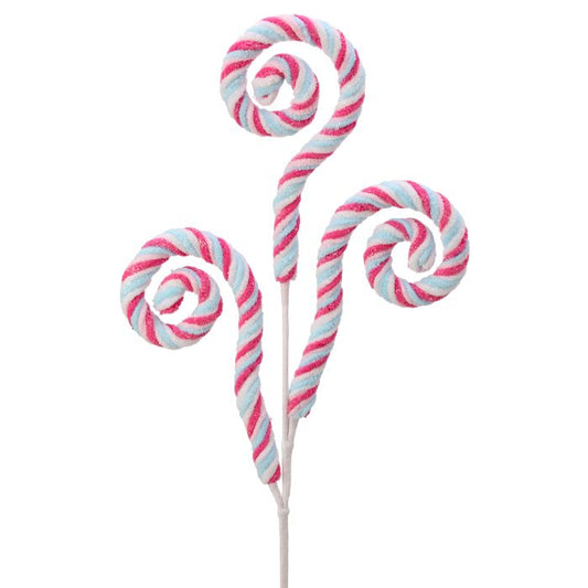 28" Chenille Glitter Curly Q Spray | Whimsical Christmas Wreath Pick | Curly Stem Holiday Embellishment | Sparkly Wreath Supply
